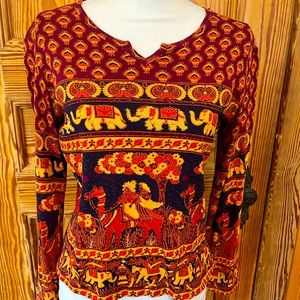Vintage 1990s Beaded Long-Sleeve Knitted Tee